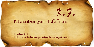 Kleinberger Fóris névjegykártya